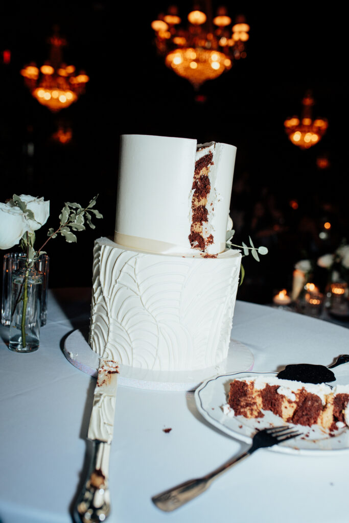 Wedding cake at reception in Las Vegas