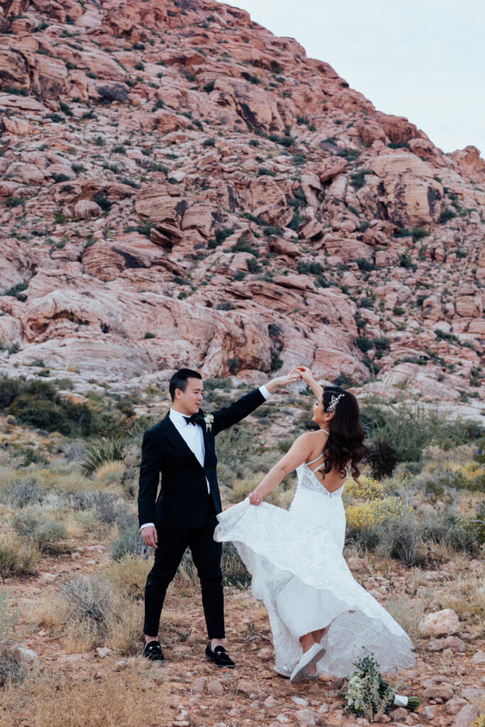 Wedding photos in the desert at Red Rock National Park