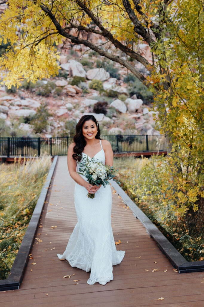 Bride walking down the aisle at Red Rock Canyon