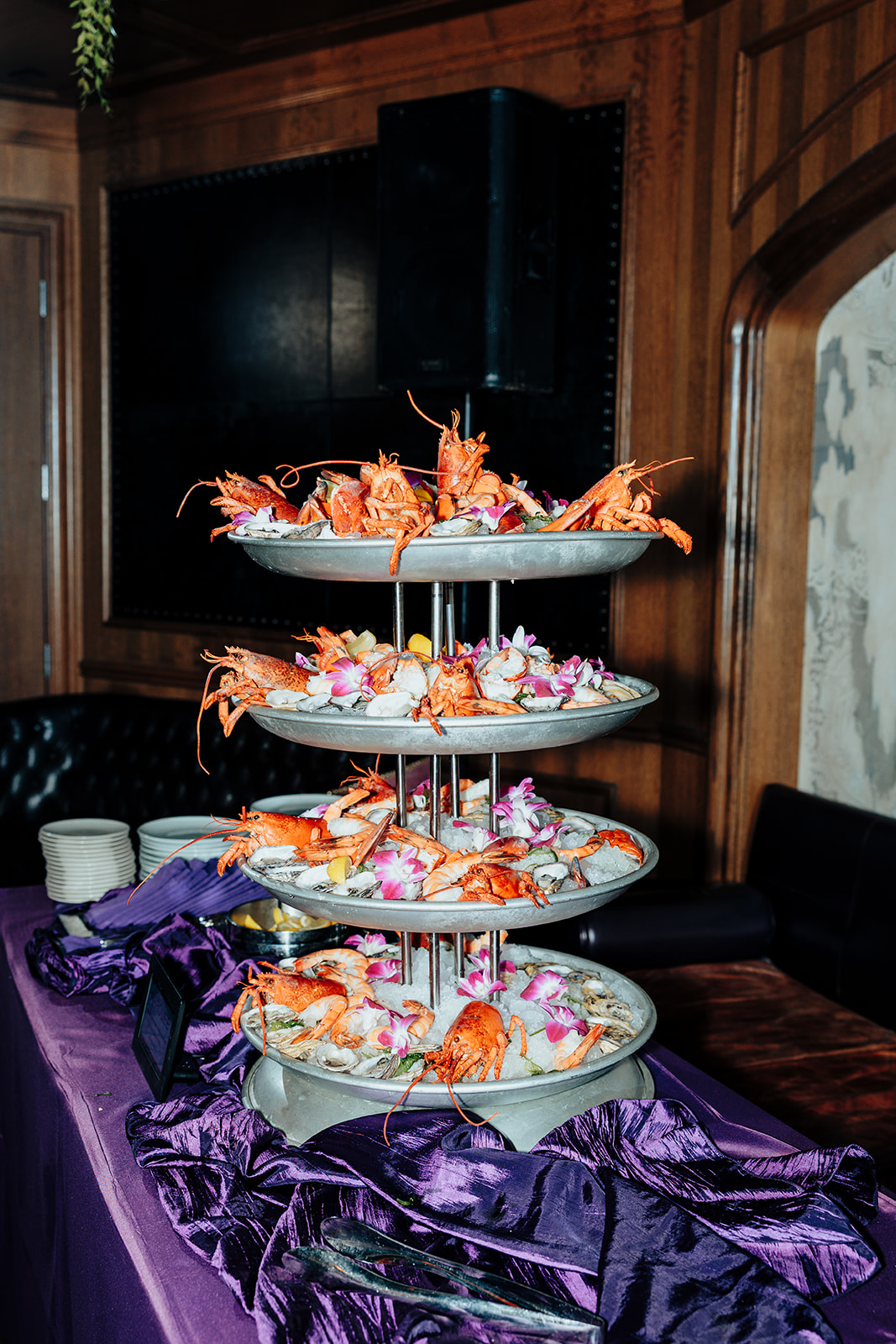 Three-Tiered Seafood Platter with Lobster and Oysters