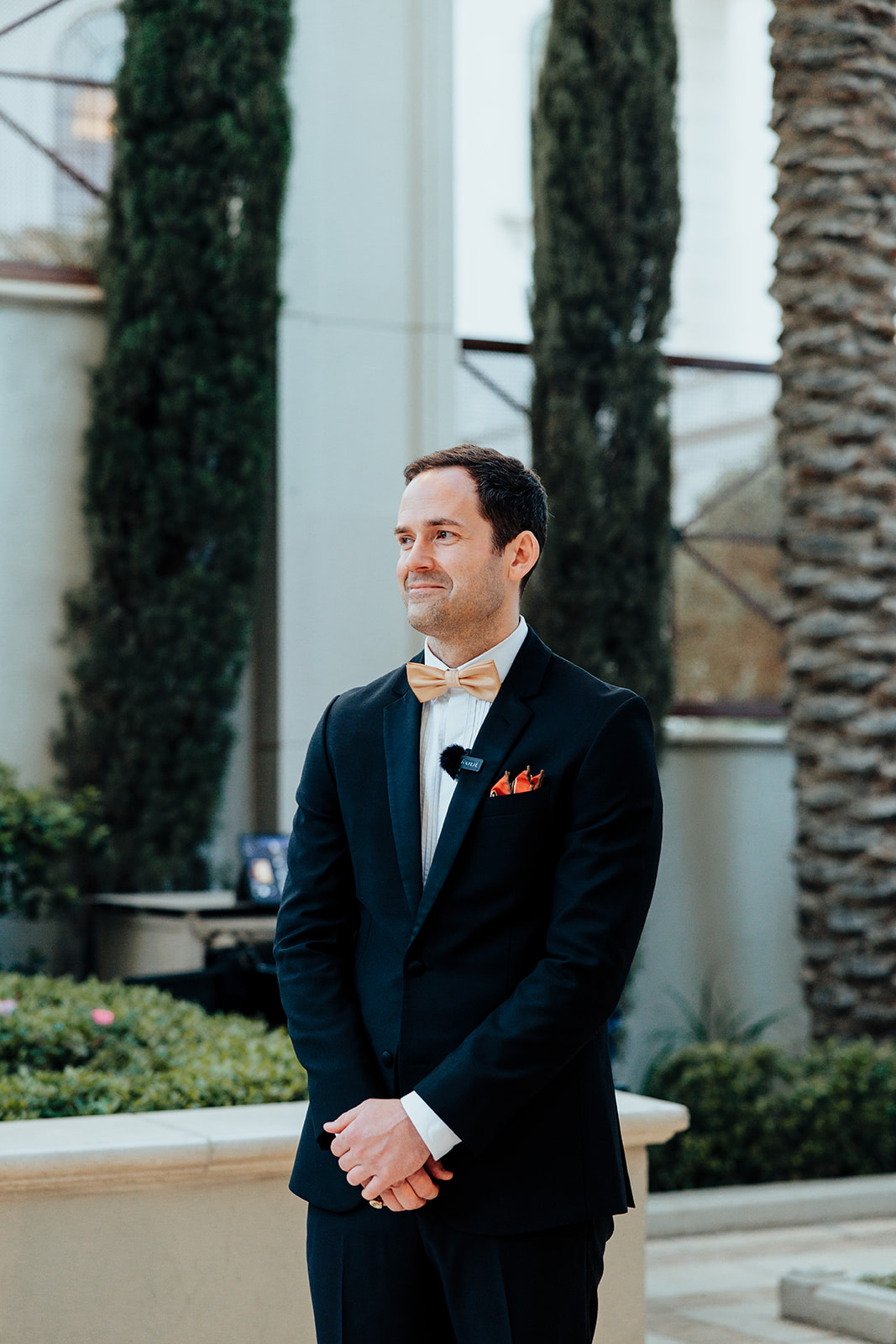 Groom Standing in Anticipation at Wedding in Caesars Palace