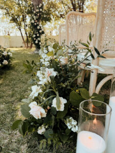 Florals for outdoor Ceremony at Desert in oasis