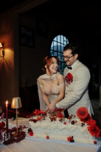 Cake cutting for wedding reception at Desert Inn Oasis